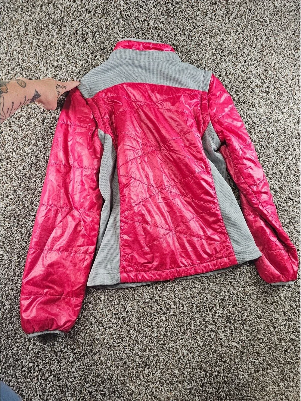 REI Girls Sz L (14-16) Zip Up Softshell Convertible Jacket Vest Pink Gray
